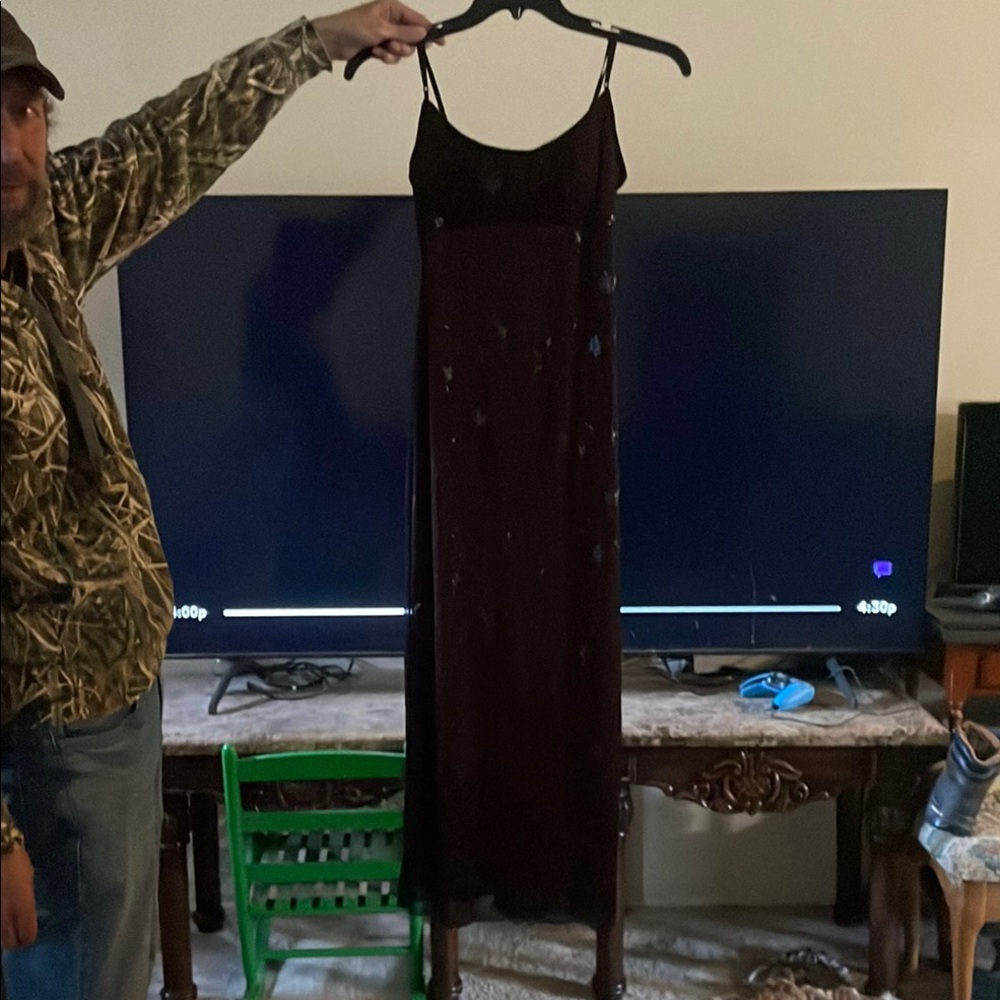 M.STUDIO Black Sequin Slip Dress Cocktail